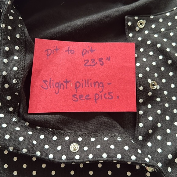 Quacker Factory women's black white polka dot rhinestone cardigan size L - Picture 7 of 7